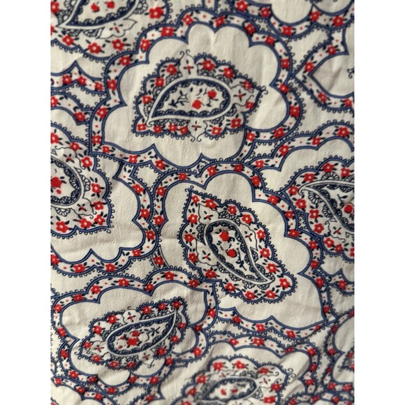 Talbots Paisley Printed Tiered Ruffle Front Blouse Size 1X Red White Blue Plus - Picture 9 of 12